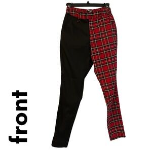 Hot Topic Black and Red Plaid Chinos [unisex XS]